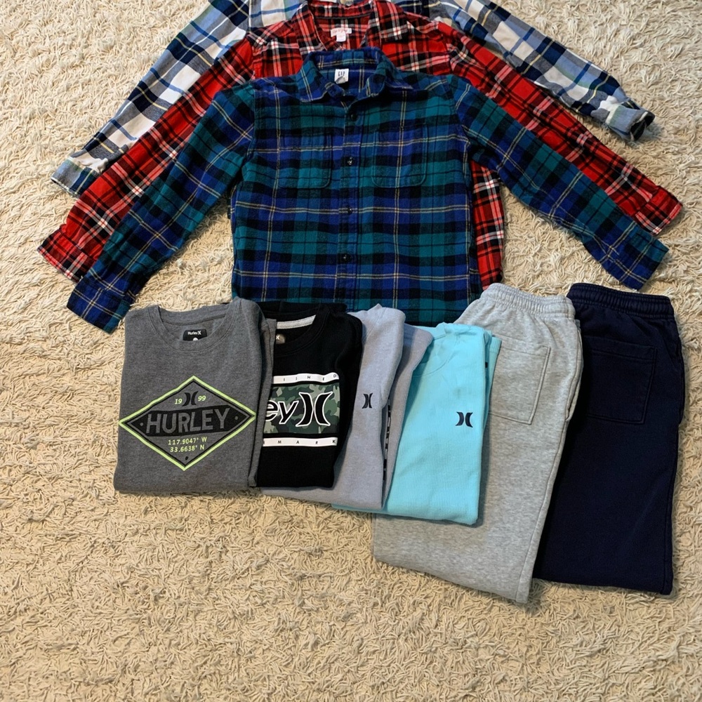 Set of 7 long sleeve shirts, 1 short sleeve shirt, & 2 sweat pants (boys)